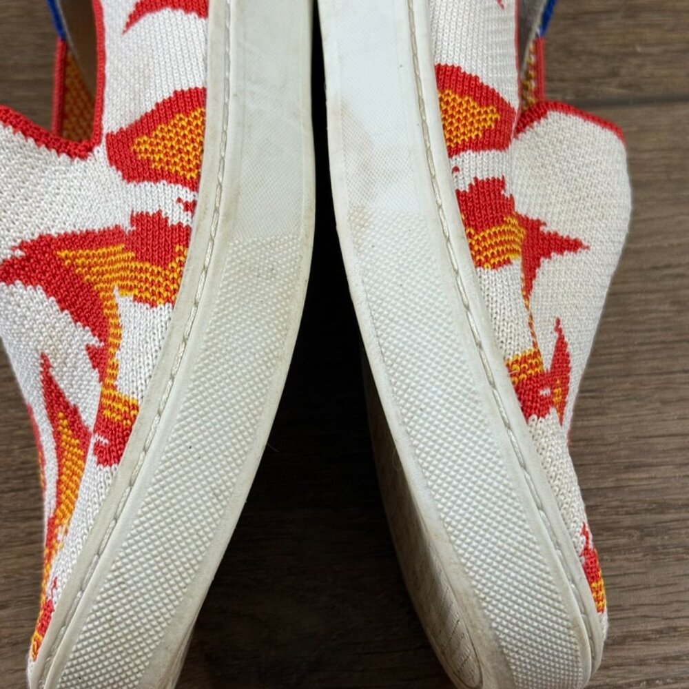 Rothys Kids Sz 2  flame sneakers white machine washable Style 007-107 Slip-On - Picture 5 of 8